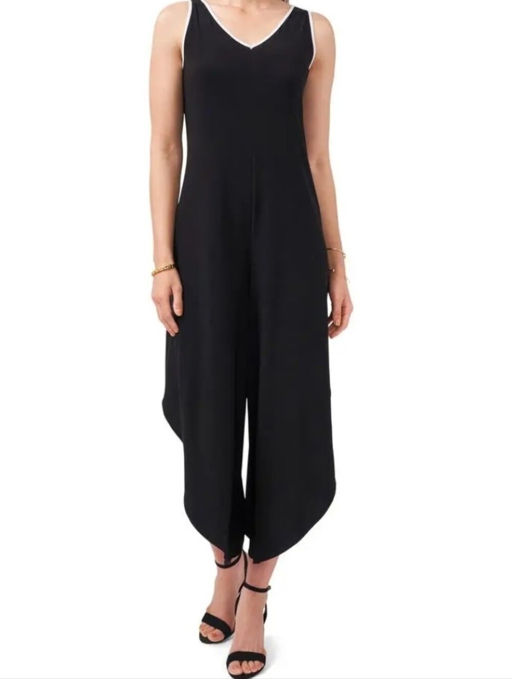 Dress Barn V Neck Wide Leg Jumpsuit